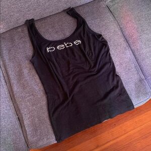 True Y2K Bebe Black Rhinestone Tank Top Large